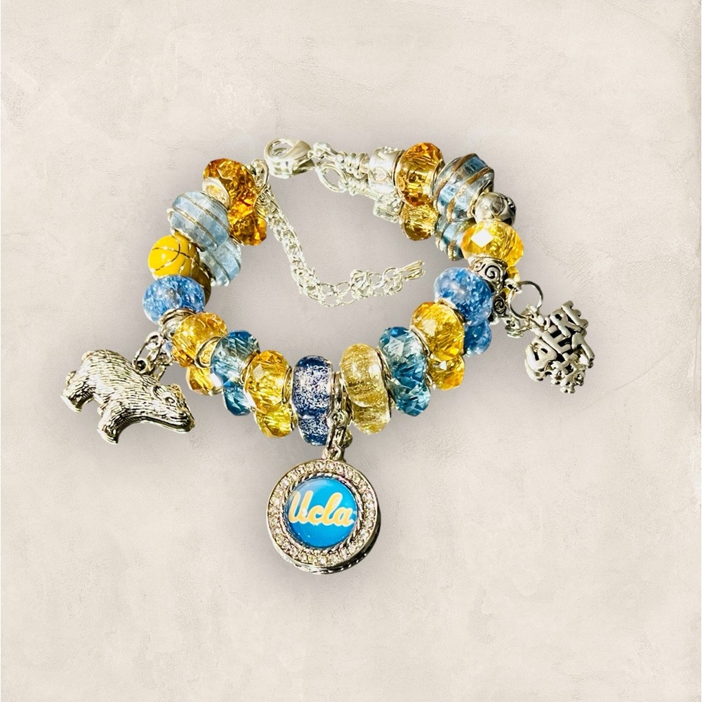 UCLA Bruins beaded charm bracelet. NCAA March Madness